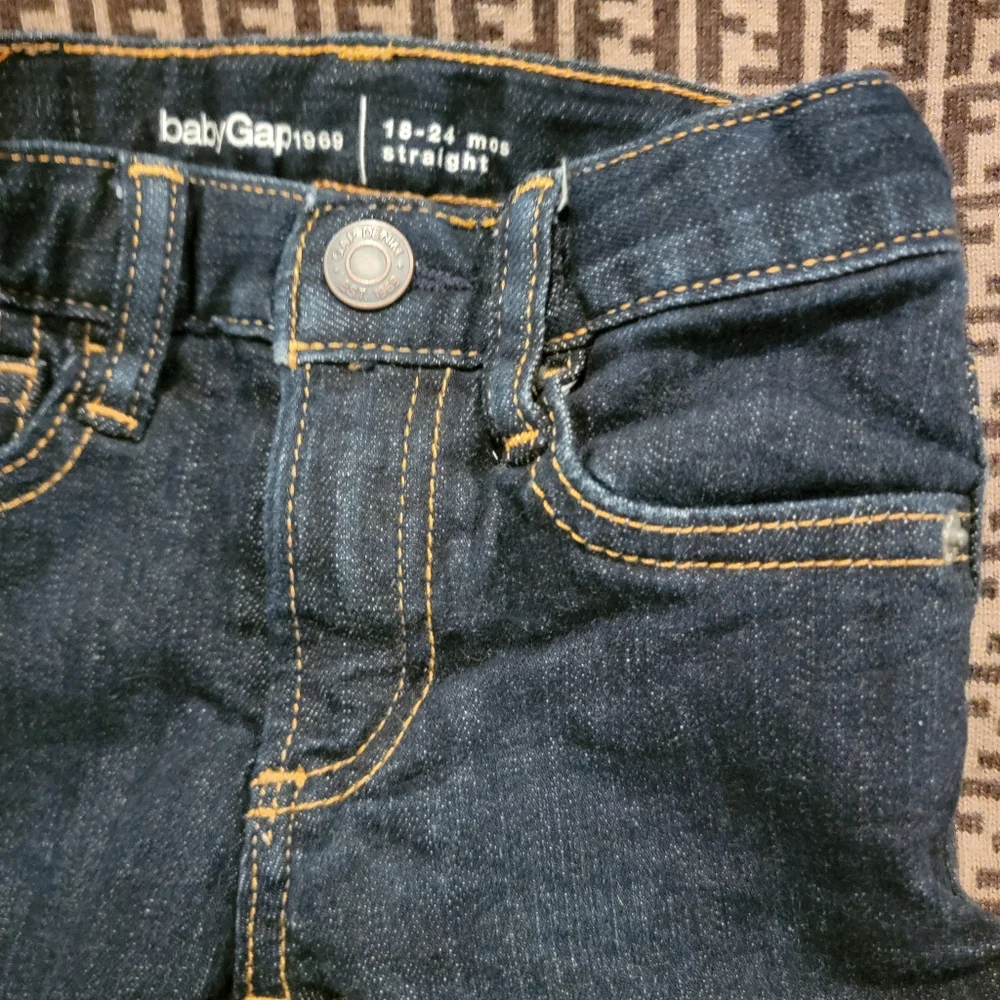 Gap Jeans Buffalo Plaid Flannel Lined Toddler Size 18- 24 months blue jeans pant
